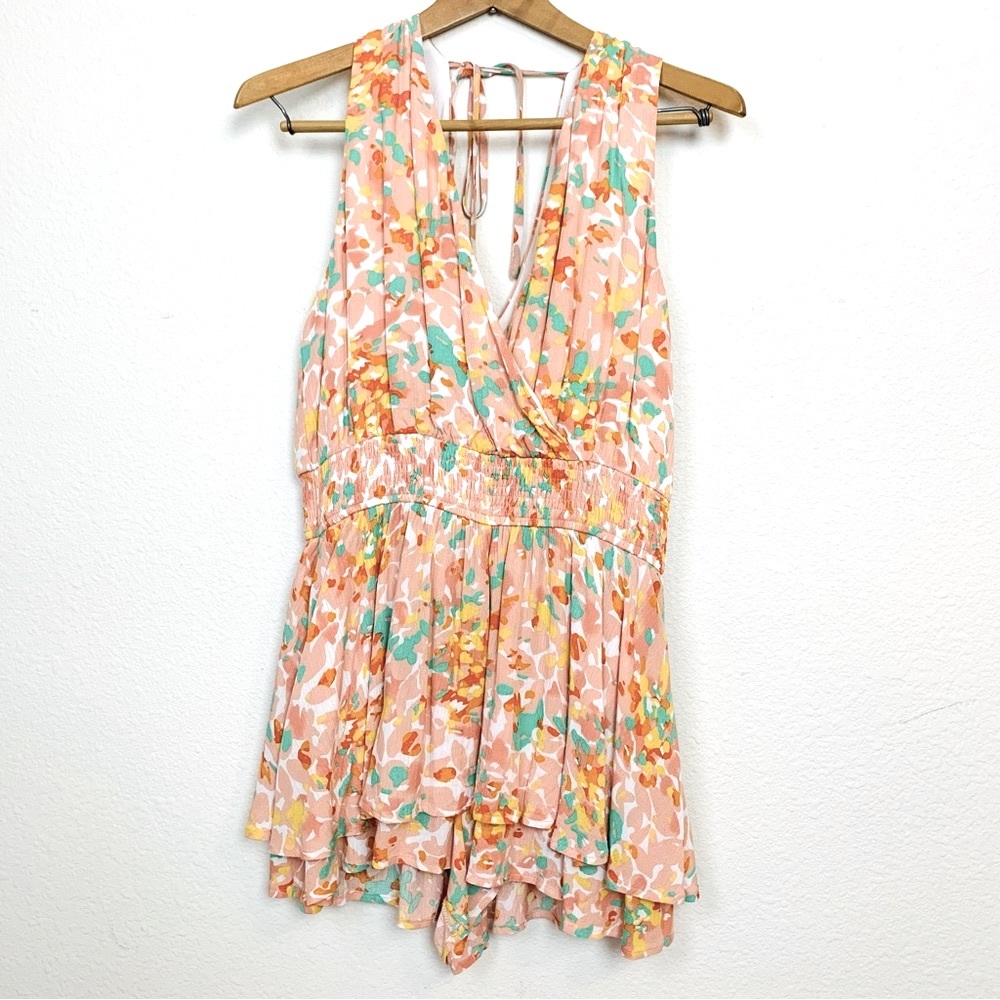Sadie & Sage Floral Jumpsuit in Pink and Orange